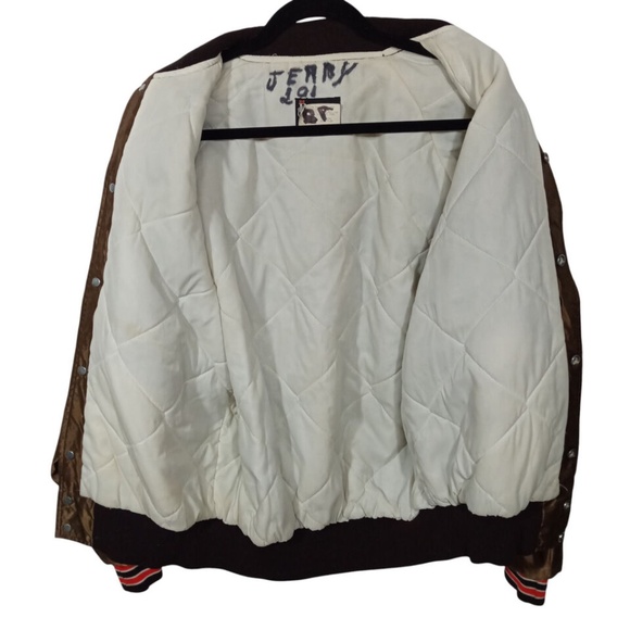 Butwin Jacket Mens M Brown Orange Bomber Pockets Chicago Bears Football - Picture 3 of 7